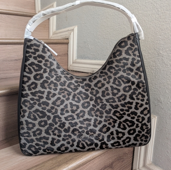 Michael Kors Handbags - NWT MICHAEL KORS Nayla Medium Leopard Print Calf Hair Shoulder Bag In Black Noir